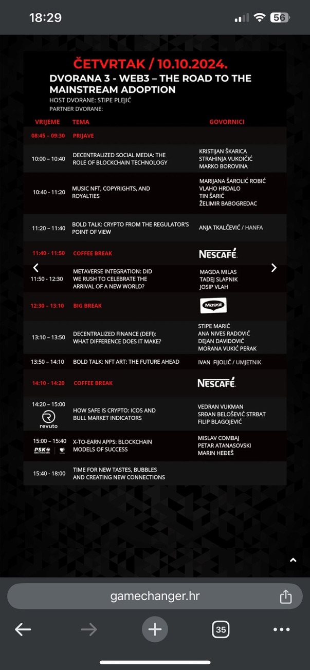 Conference agenda showing the scheduled “X-to-Earn Apps” panel slot.